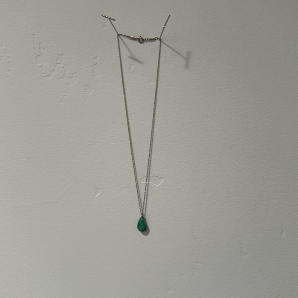 Tiffany & Co. Elsa Peretti Turquoise Teardrop Sterling Silver Necklace 16” - Picture 4 of 11